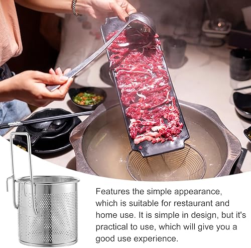 Miniatura 8 de BESTonZON Colador de pasta para hervir, pantalla de malla metálica, cesta de colador de metal, inserto de pasta de acero inoxidable, olla caliente,