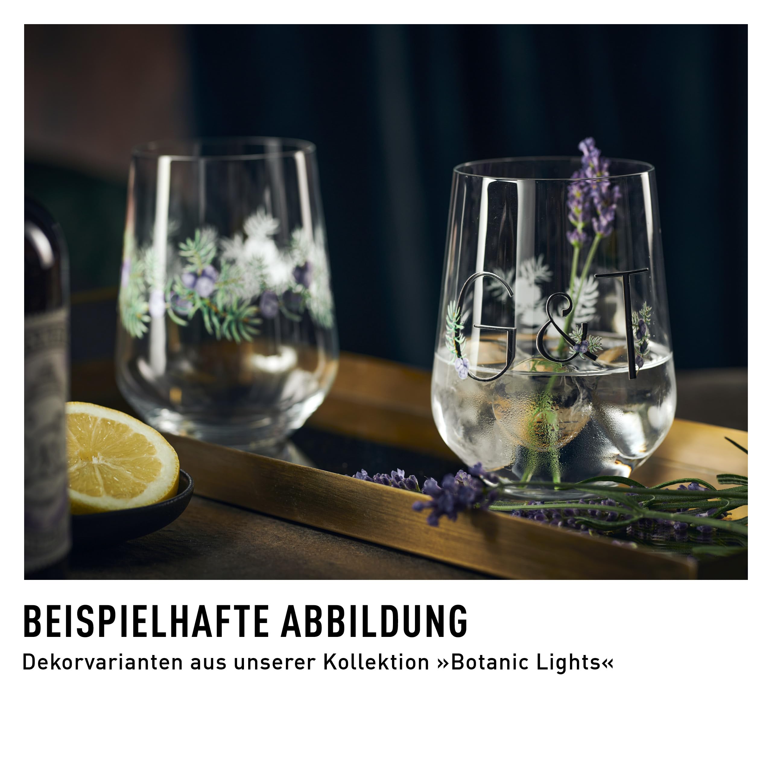 RITZENHOFF 3891002 Bicchiere da gin - 700 ml - Set di 2 bicchieri - Serie Botanic Lights - Motivo estivo - Made in Germany