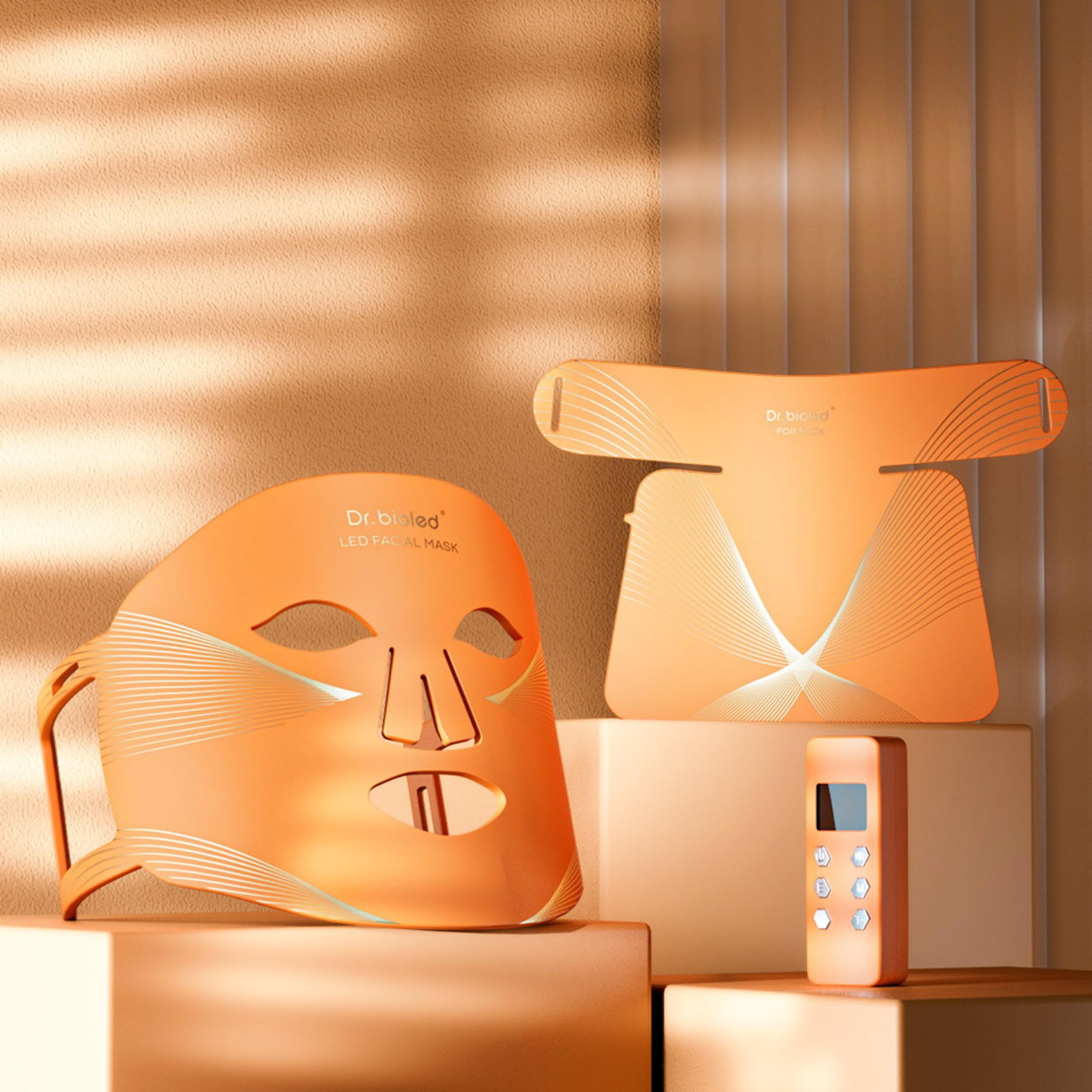 Máscara LED Facial y Cuello 488 LEDs – 8 Colores de Luz LED para Rutina de Belleza Facial – Mascarilla LED de Silicona Flexible y Cómoda – Diseño Ergonómico – DR. BIOLED