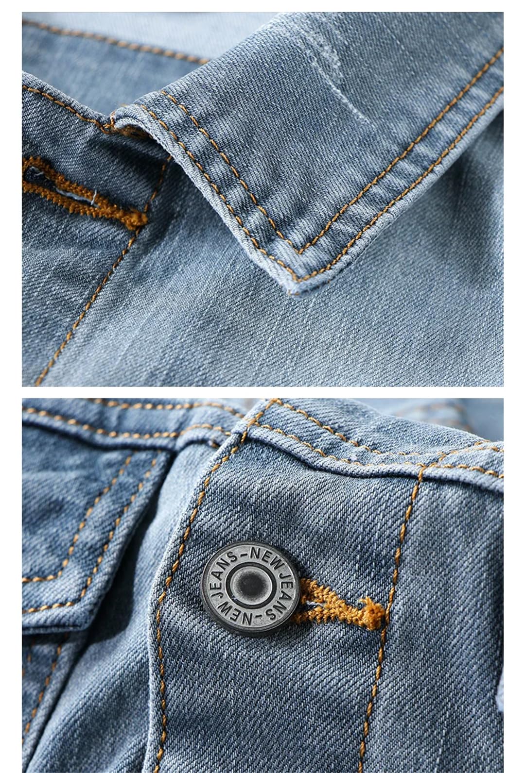 Męska bawełniana kurtka dżinsowa klasyczna wąska sprana retro niebieskie dżinsy płaszcz