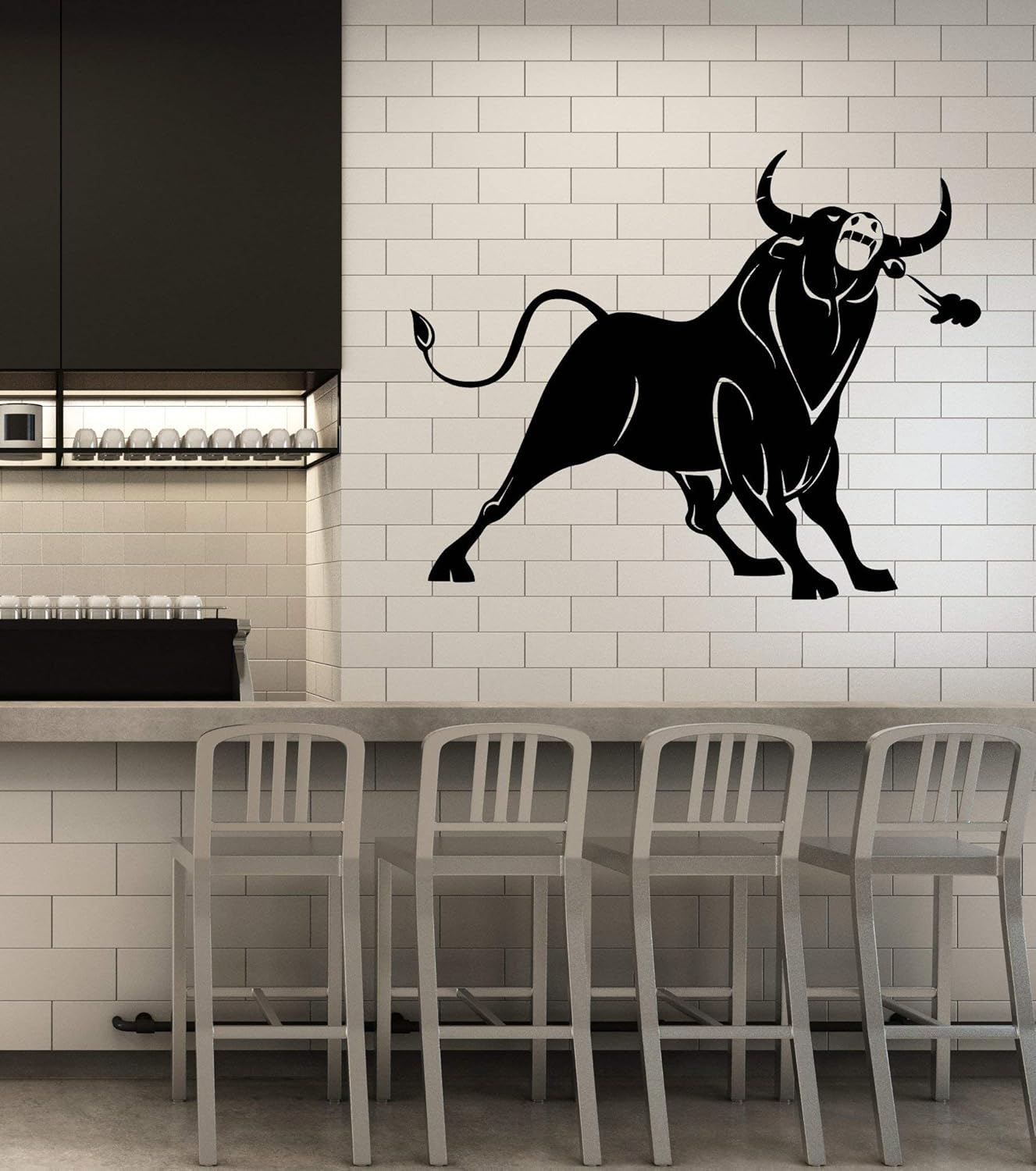 WallStickers4ever Vinyl Wall Decal Angry Bull Animal Bullfighter Rodeo Spain Corrida Stickers Mural Large Decor (g4572) Black