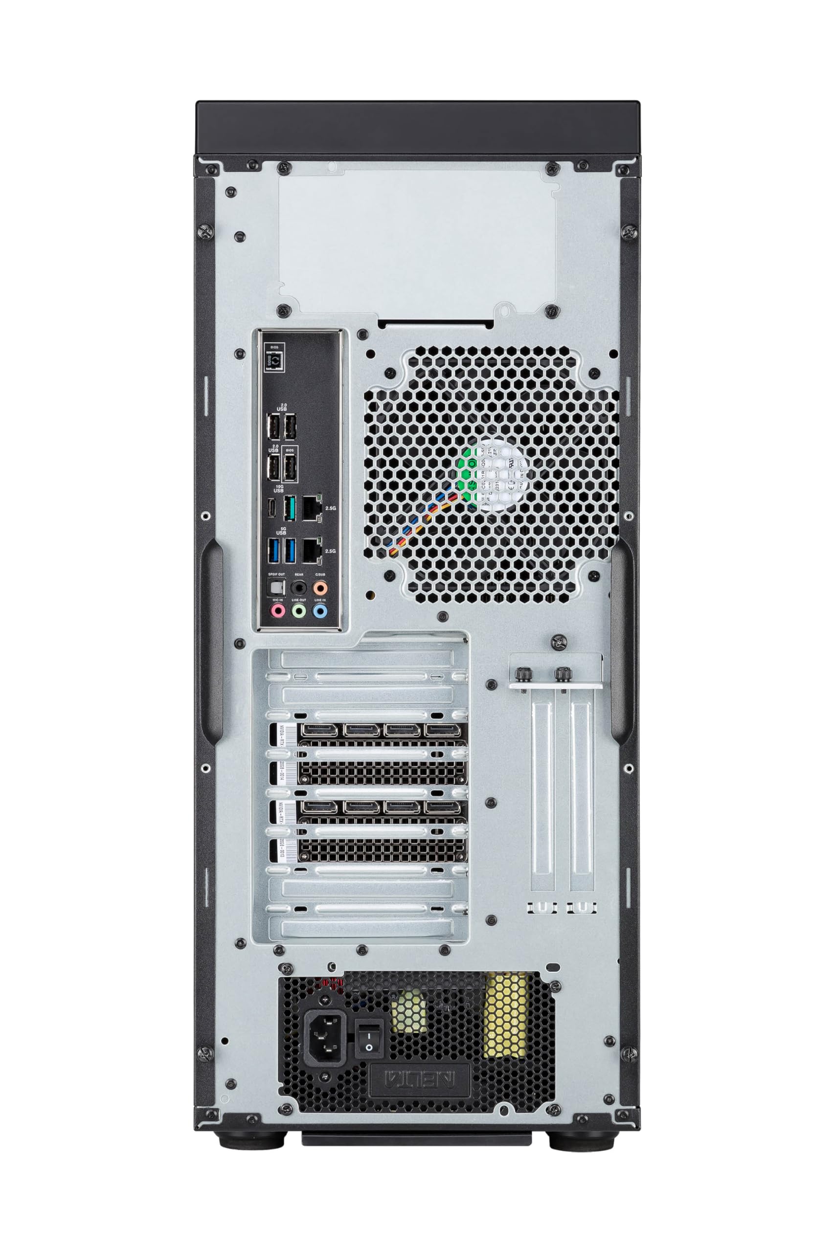 ASUS ExpertCenter Pro ET700I W7-B-750 Performance AI workstation supporta Intel Xeon W-3400 / W-2400, PCIe 5.0, DDR5 ECC, 2x 2.5Gb LAN, 2x M.2, 2x supporto GPU, 750W 80 PLUS Gold PSU, USB 20Gbps