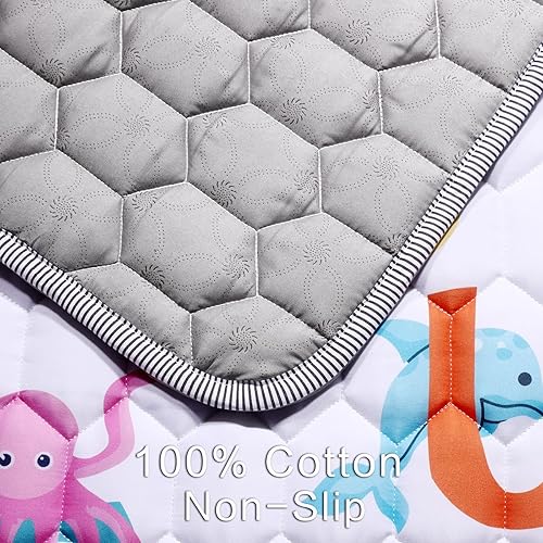 Miniatura 2 de Tapete de juego de espuma prémium para bebé, 50 x 50 pulgadas, tapete grueso de una sola pieza, tapete para bebé, tapete de piso para bebé, tapete