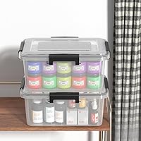 Vista 6 de Set of 6 12 Quart Plastic Stackable Storage Bins with Gasket Seal Lids, Watertight Storage Container, Clear Latch Box Tote