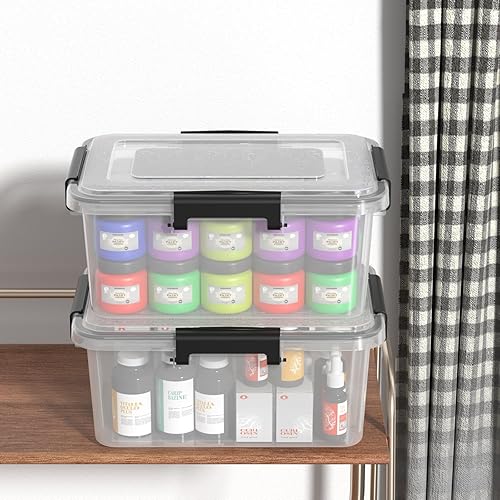 Miniatura 6 de Juego de 6 contenedores apilables de plástico de 12 cuartos de galón con tapas de sellado de juntas, contenedor de almacenamiento hermético, caja de