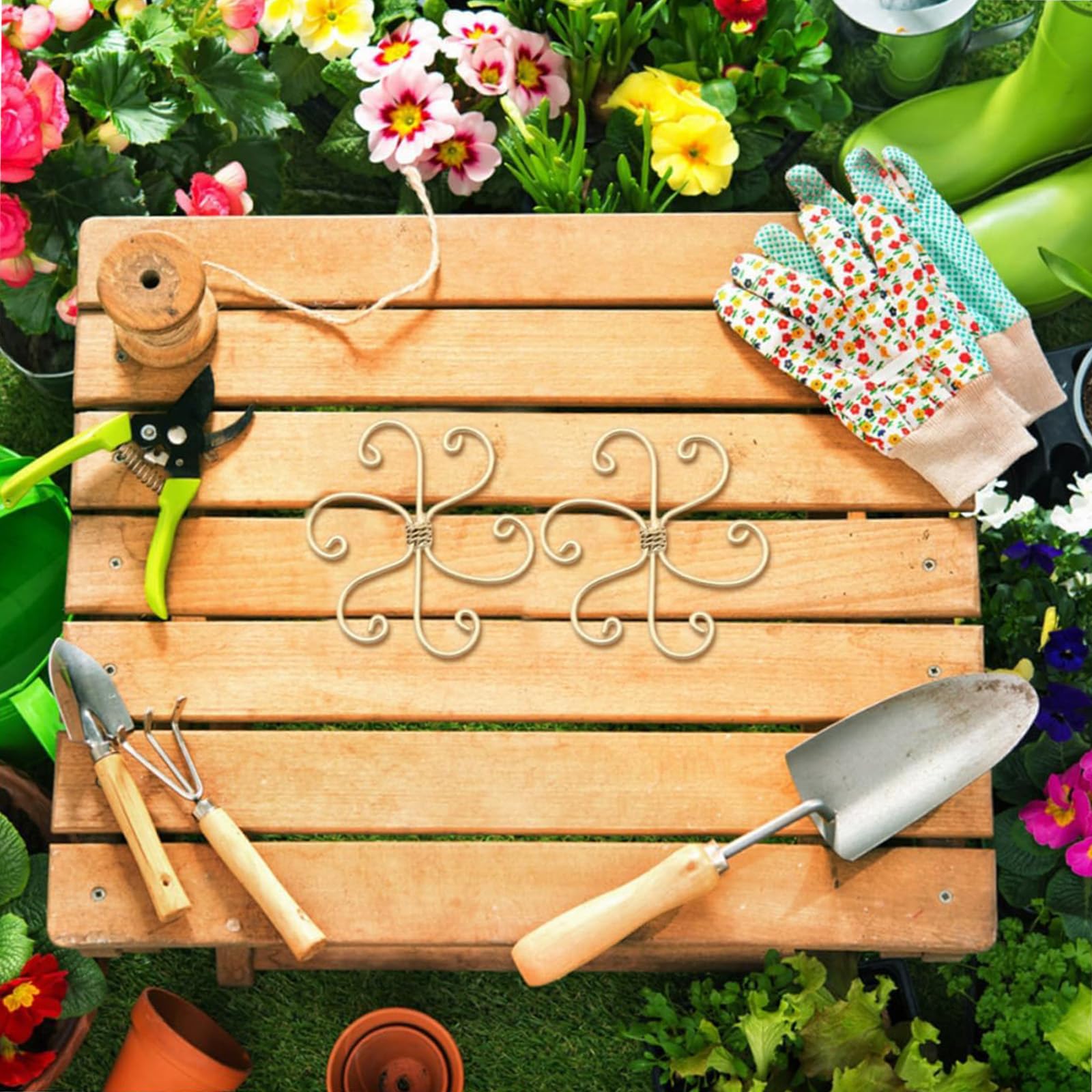 Lot de 5 supports de tige de plantes Iron Monstera - Support de tige durable à crochet pour une croissance saine - Ensemble de pinces en bambou pour stabilisation et soutien des feuilles - Cadeau