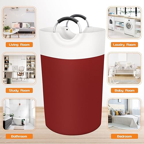 Vista 47 de BlissTotes - Canasta de lavandería plegables para ropa sucia, canasta impermeable con asas de aluminio protegidas de espuma para dormitorio Azul