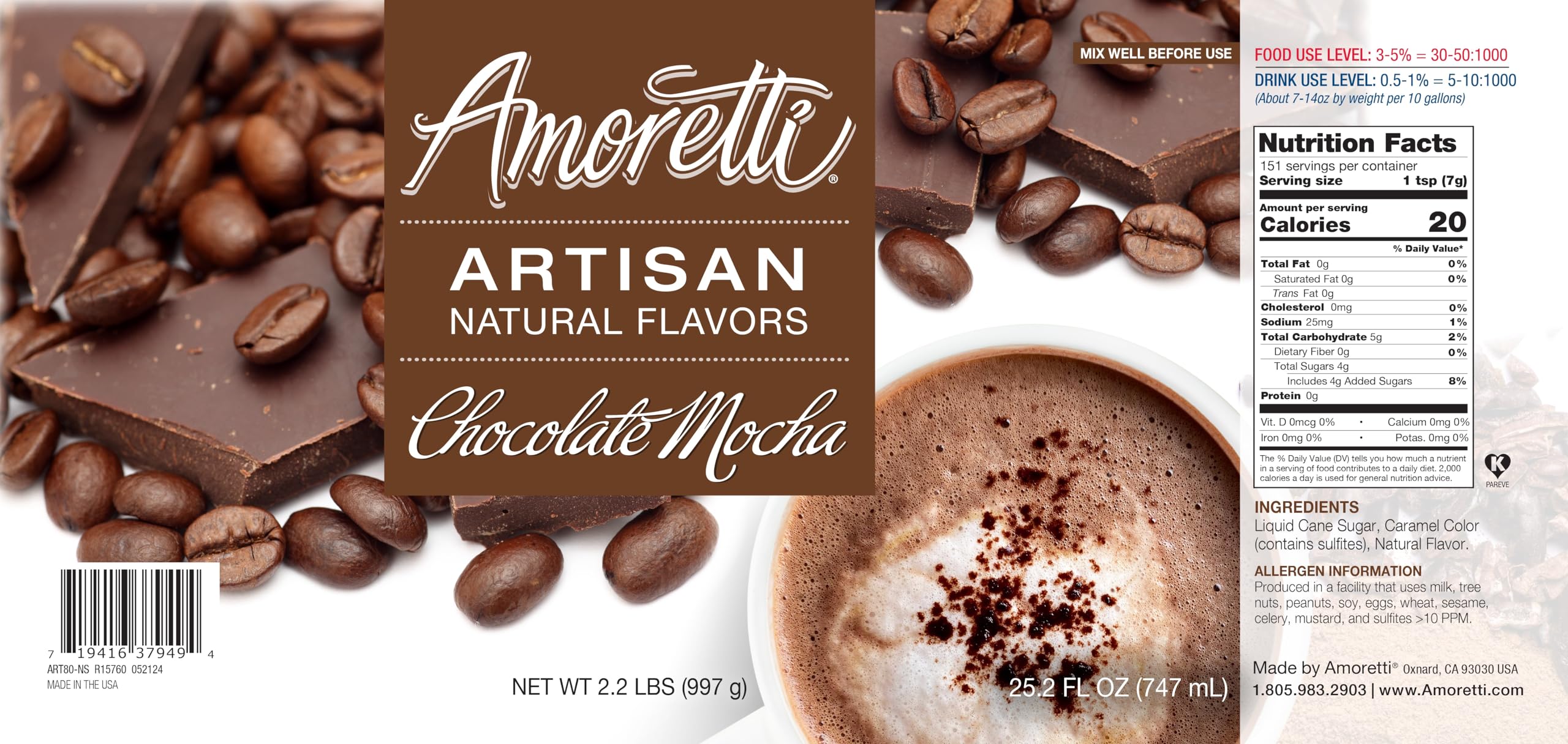 Amazon.com : Amoretti - Natural Chocolate Mocha Artisan Flavor