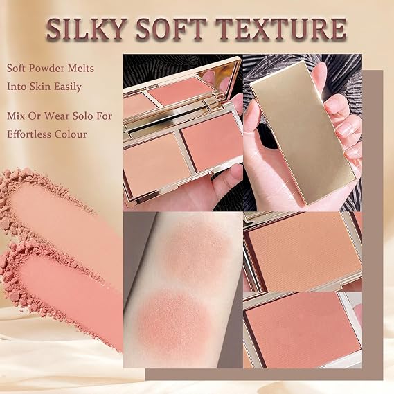 Blush Palette, Matte and Shimmer, Mirror and Puff, Natural Cheek Tint