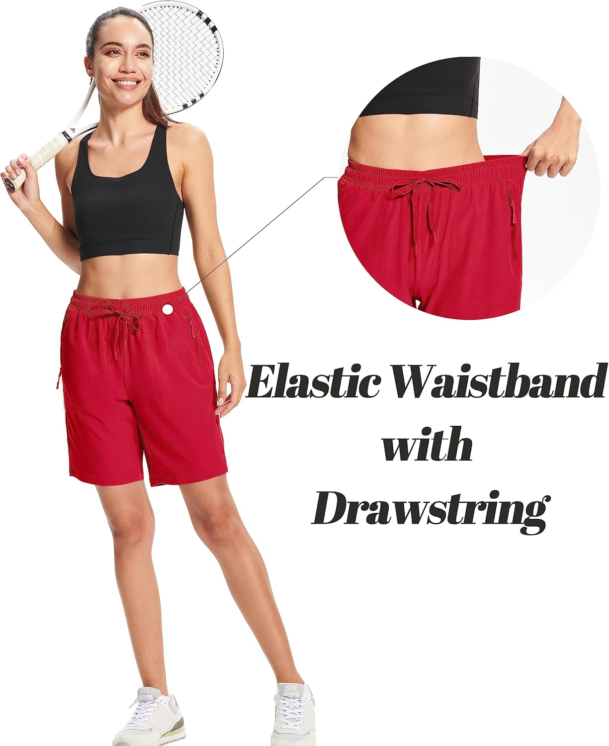 MAGCOMSEN Women's Hiking Shorts Lightweight Quick Dry 8" Golf Shorts Water Resistant with 3 Zipper Pockets - Image 5