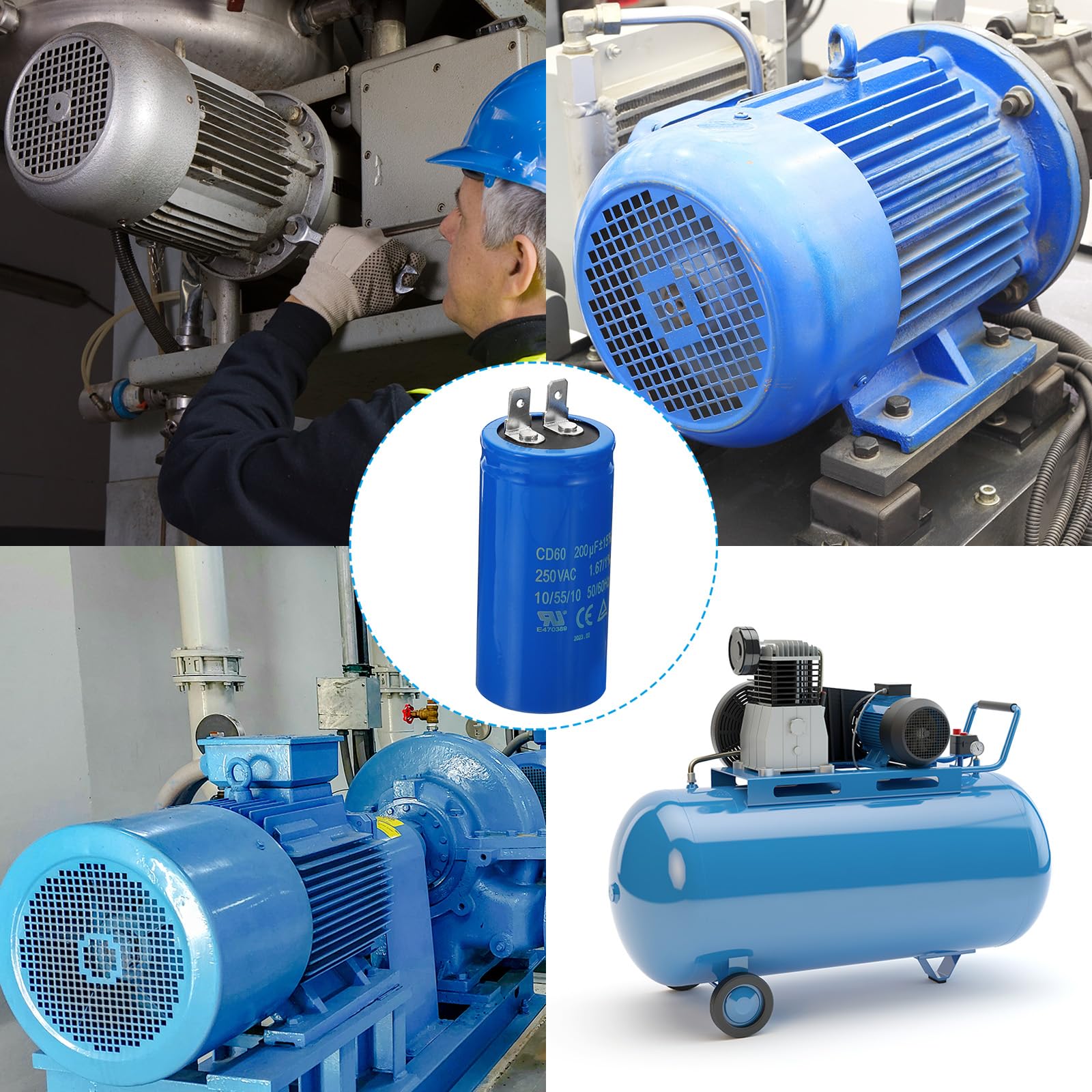 PATIKIL CD60 Marcia Condensatore, 200uF/MFD 250VAC 15% Tolleranza 50/60Hz Motore Avviamento Condensatore per Aria Compressore Motore Avvio Funzione