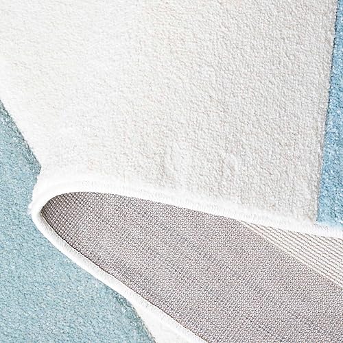 Vista 27 de SAFAVIEH Alfombra de área de 8 x 10 pies – Colección Hollywood – Grande – Marfil y azul pavo real, diseño moderno de mediados de siglo, no desprende