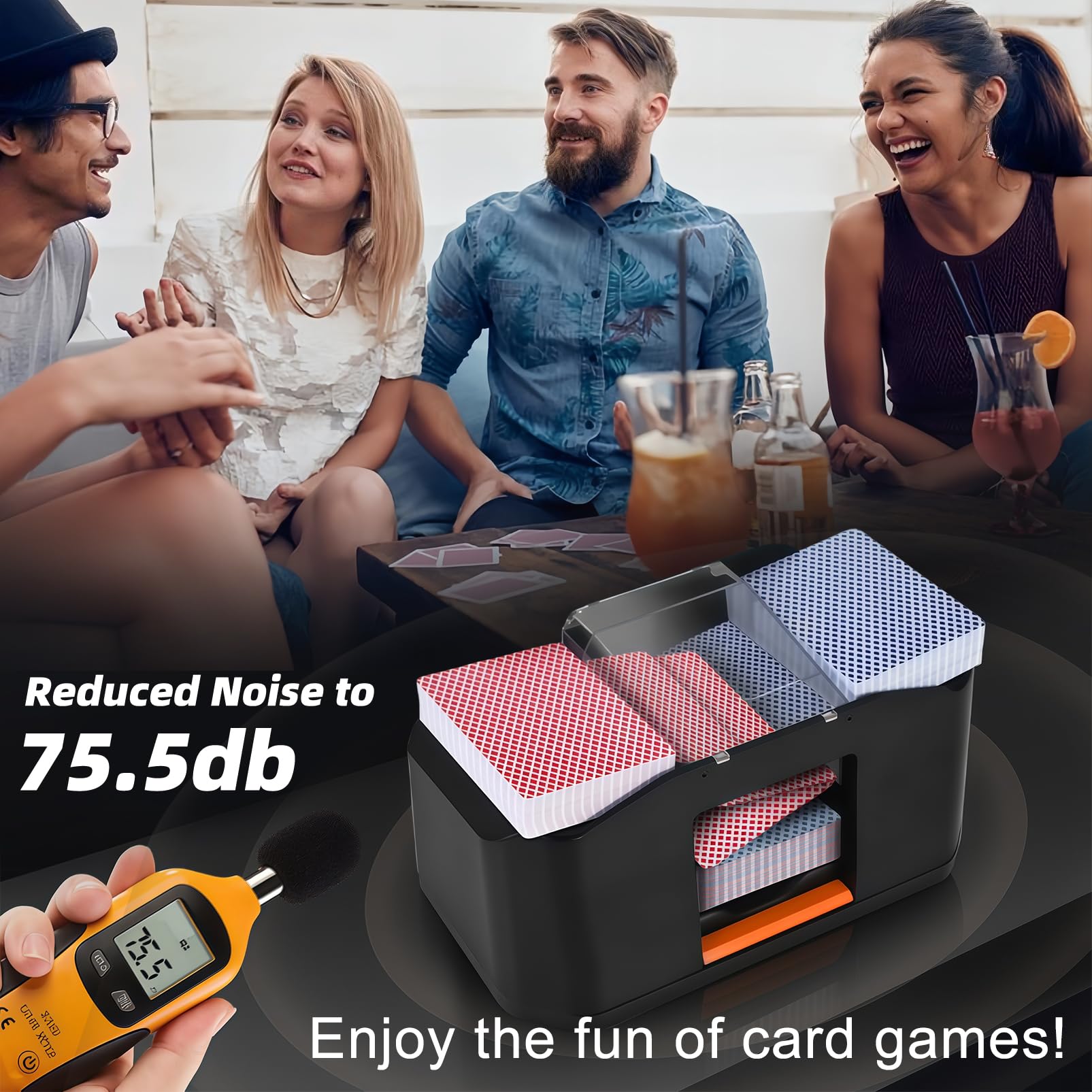 Elektryczna mikser kart, mikser do kart 1-2 płyt, akumulator 2000 mAh, do wielokrotnego ładowania, niski poziom hałasu, mikser kart do pokera UNO Blackjack Skip-BO Phase 10 Texas Hold'em