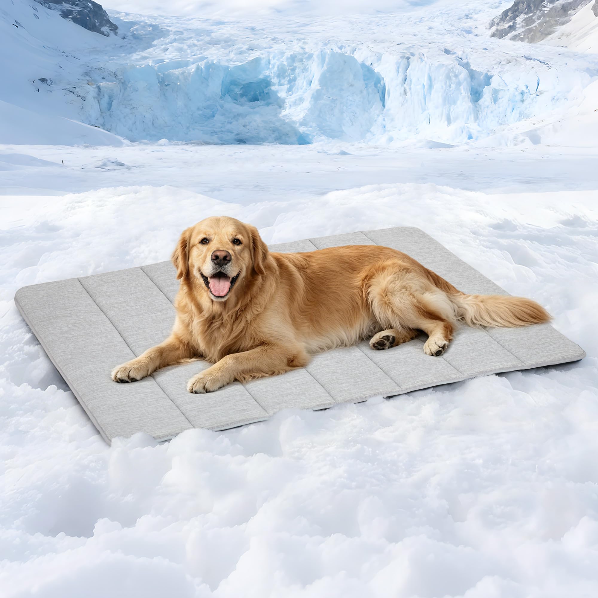 ZAKAPAWS Dog Cooling Mat for Large Dogs – 41"x27" Orthopedic Memory Foam Pad for Summer, Hot Weather & Joint Relief | Washable, Non-Slip Crate Mat for Senior Dogs, Travel & Home (Grey) — image 1