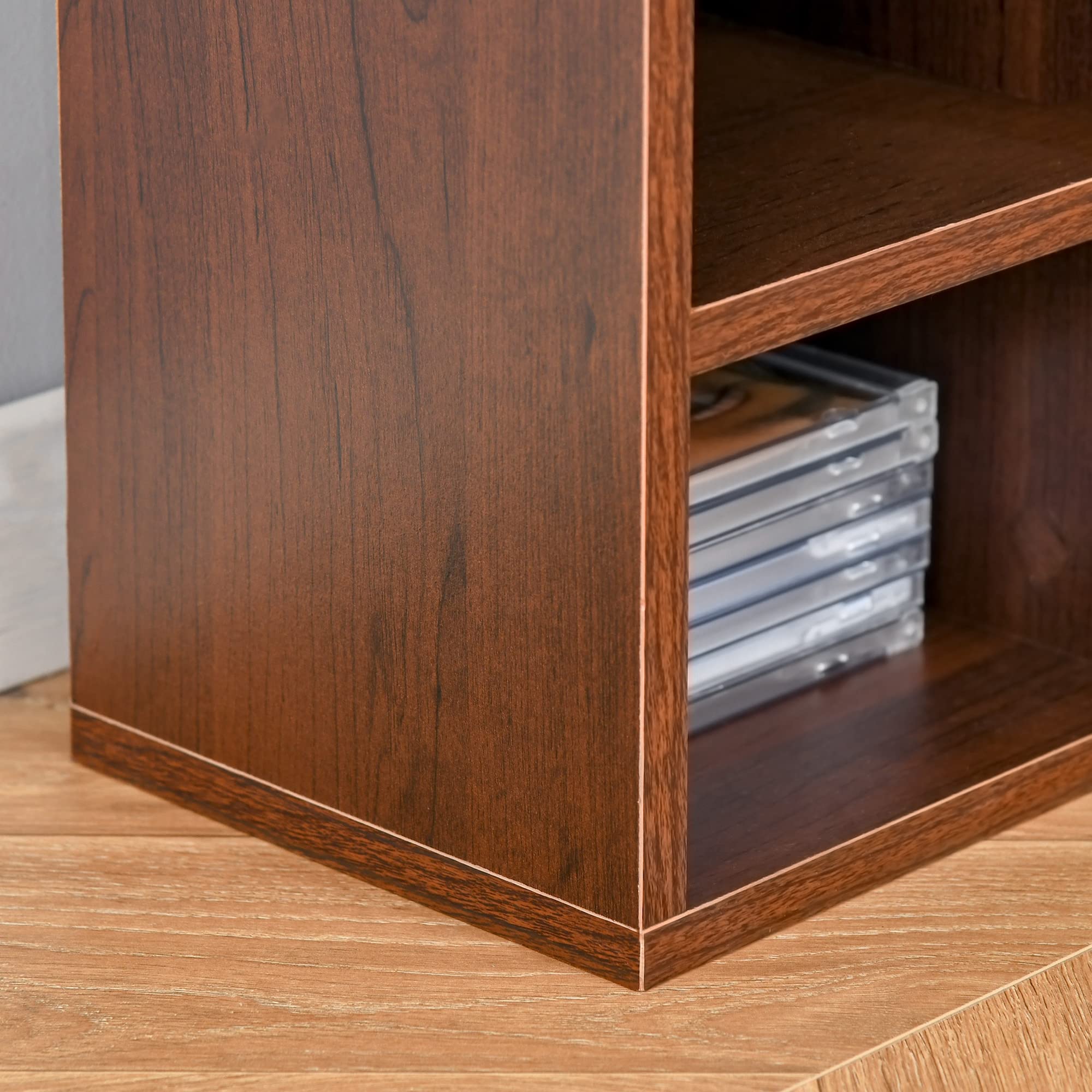 HOMCOM Mobiletto porta CD da Parete con Mensole semplice elegante funzionale in Legno mobile marrone 21 x 20 x 175cm