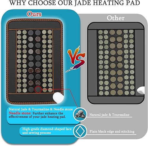 Miniatura 7 de Far Infrared Heating Pad,Natural Jade and 2 Different Tourmaline Heating Pad,Electric Heating Pads for Back Neck Shoulders and Abdomen,Auto Shut Off
