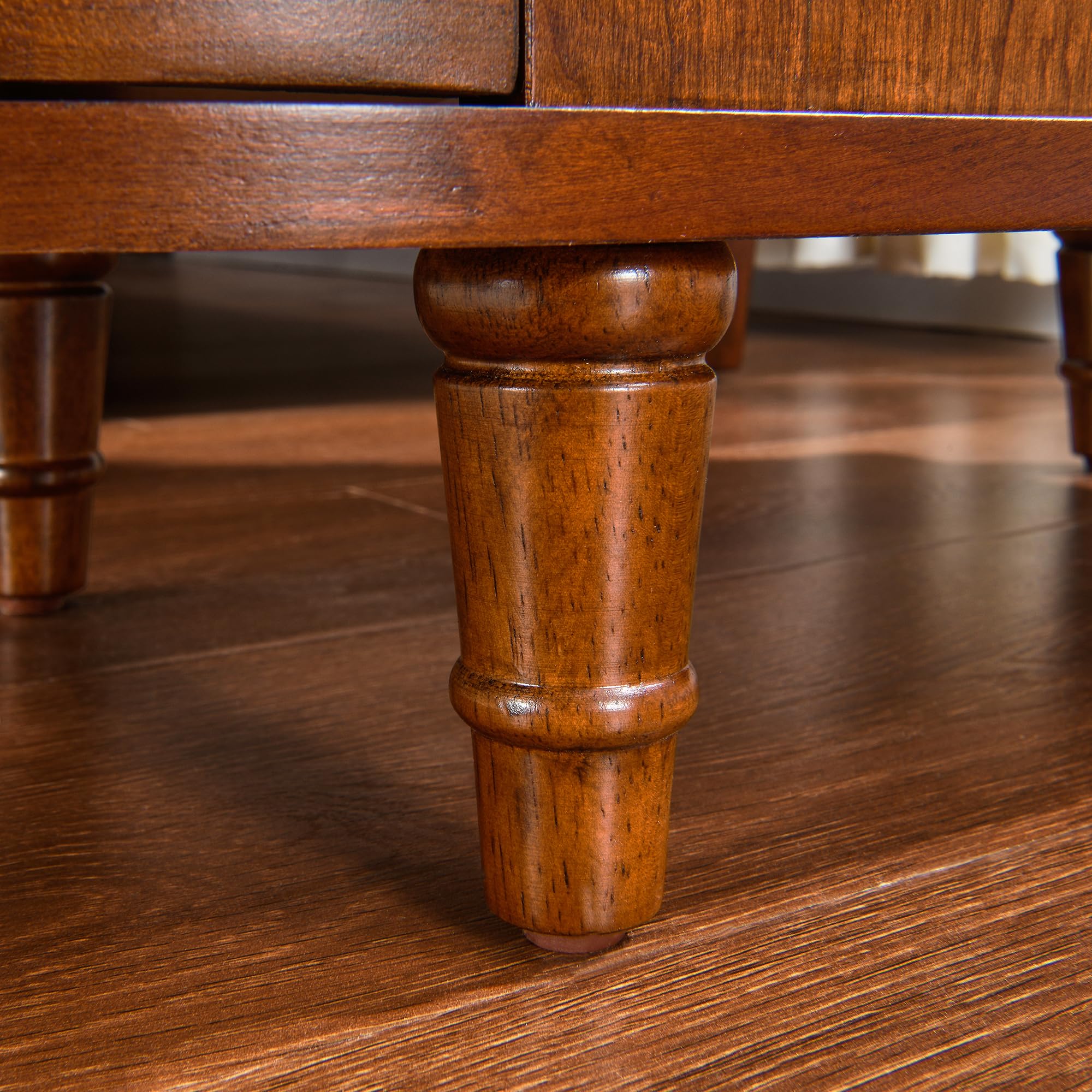 Holz Beistelltisches mit 2 Schubladen und Ablage, Schmaler Sofa Beistelltisch für Wohnzimmer, Vintage Slim Nachttisch Nachttisch für Schlafzimmer, Schlanker Stuhl Beistelltisch Kirschbaum MG