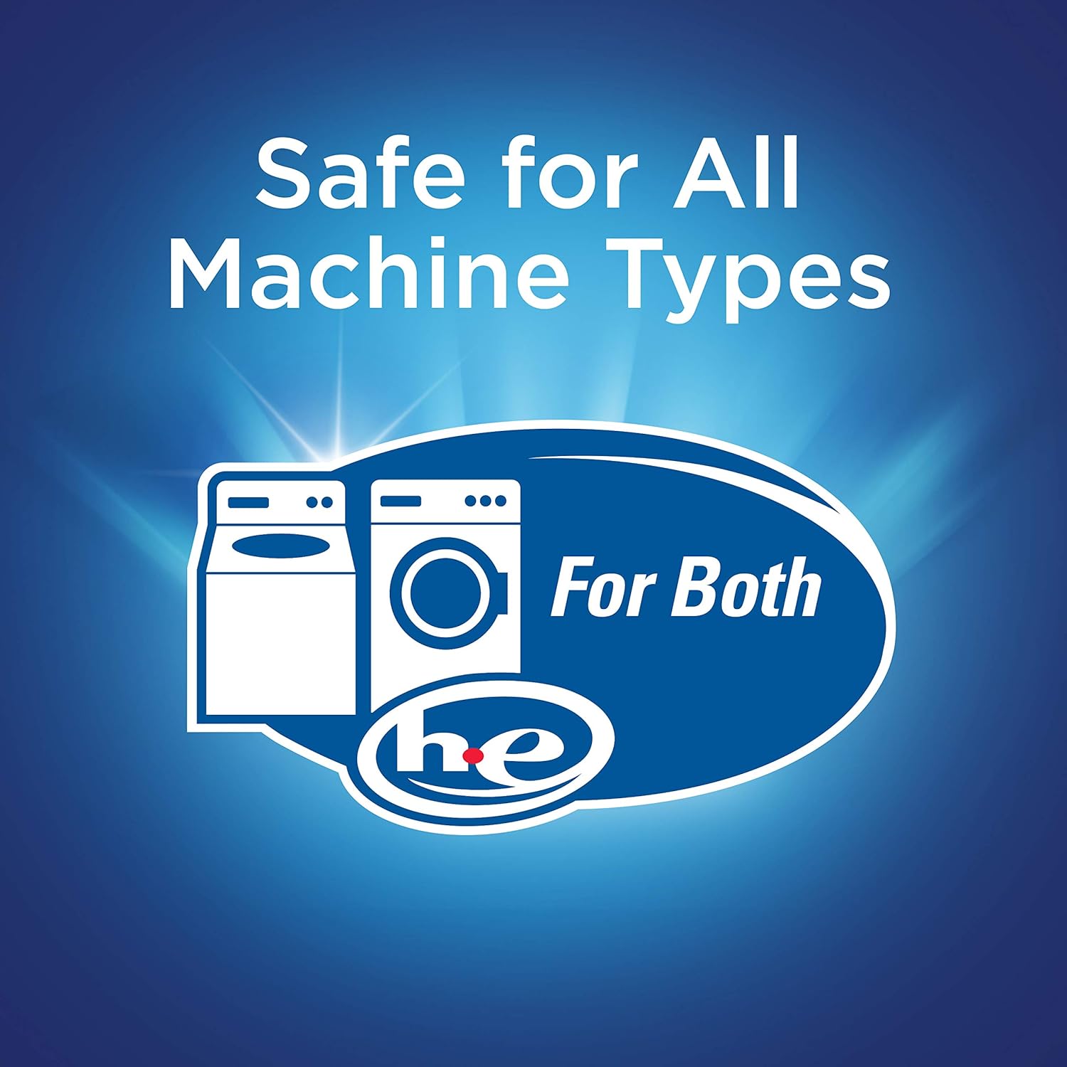 Graphic showing compatibility with both standard and HE washing machines
