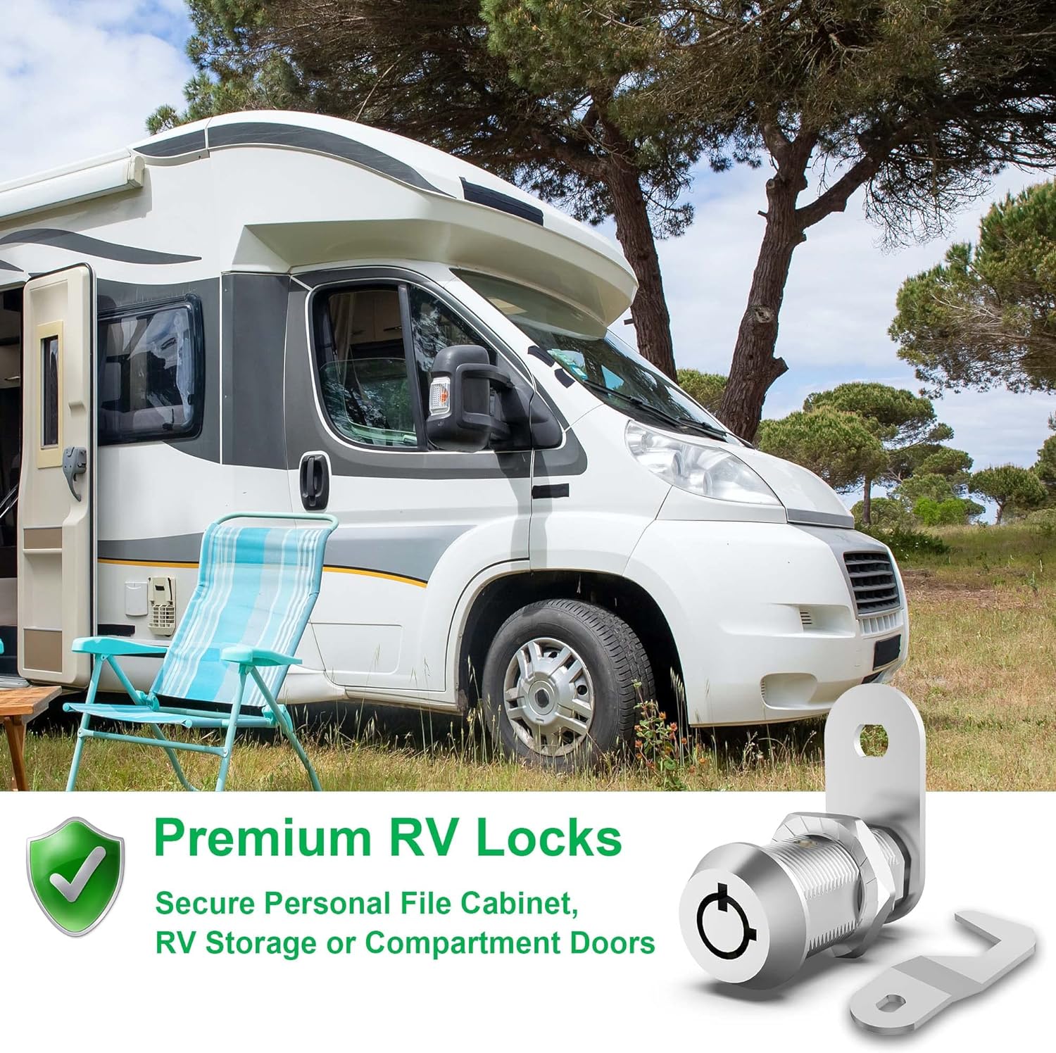 1 Pack Tool Box Lock with Keys, 5/8" Tubular Cam Lock Keyed Alike, Hook Cam Toolbox Locks Fits for Mailbox File Cabinet Drawer RV Storage Door Cabinet Locks, Zinc Alloy