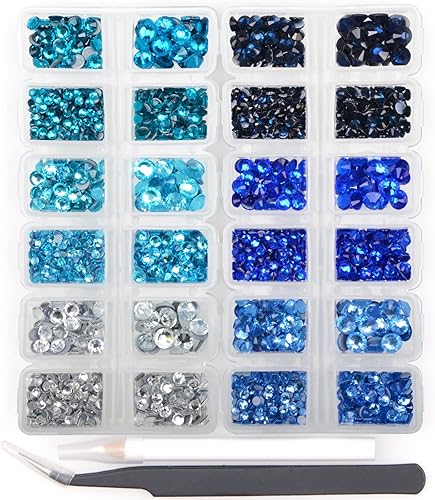 Miniatura 1 de 3200 piezas de diamantes de imitación redondos termoadhesivos con parte trasera plana para hacer bricolaje con 1 pinza y 1 bolígrafo (serie de