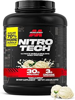 MuscleTech Whey Protein, Nitro-Tech Whey Isolate + Peptides, Lean with Creatine, Sports Nutrition for Men & Women, Vanill...