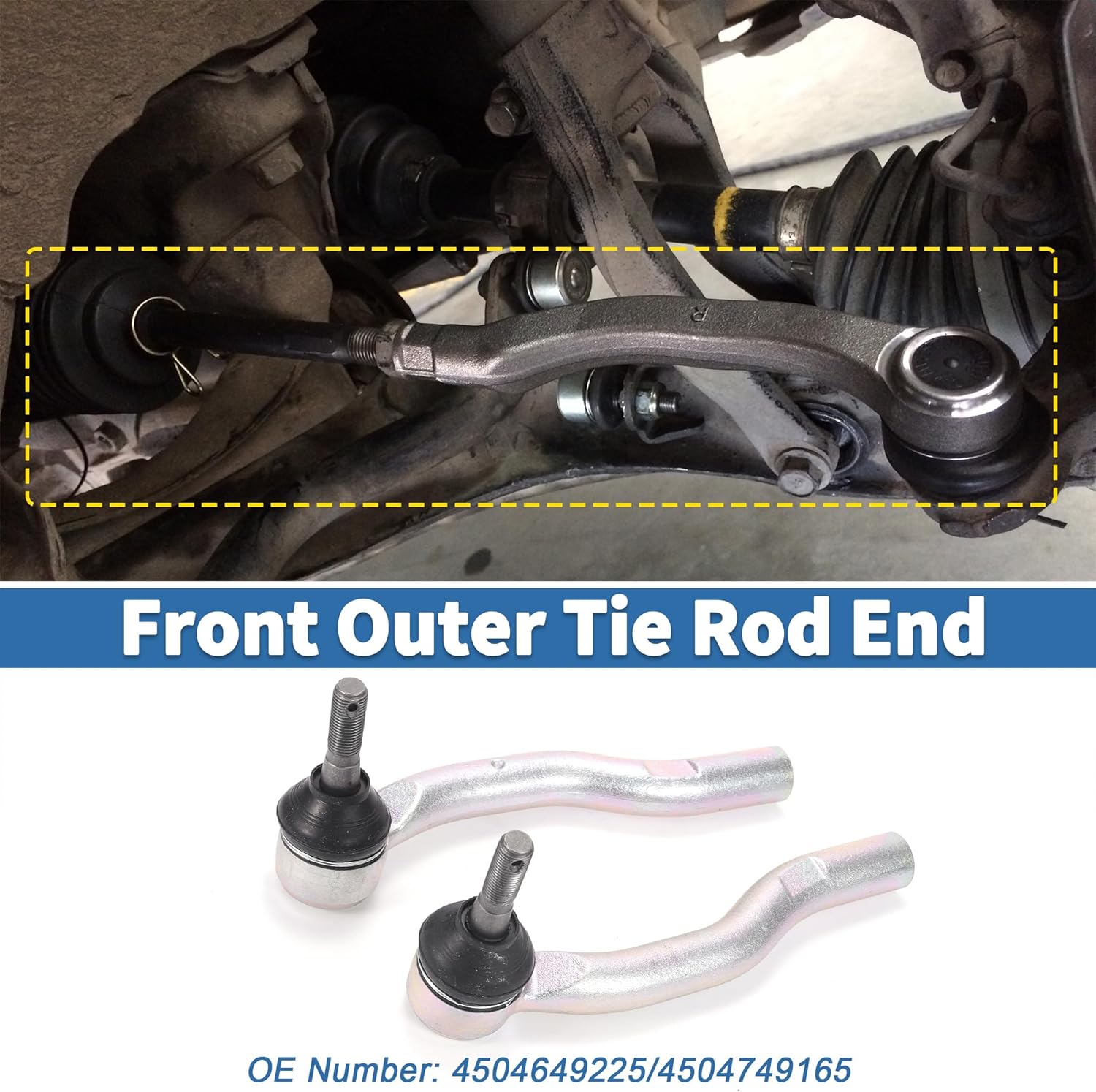 X AUTOHAUX 2pcs Front Outer Tie Rod Ends Kit Suspension Steering Tie Rod End for Lexus CT200h 11-17 for Lexus CT200h 2011-2017 Drag Link No.4504649225/4504749165