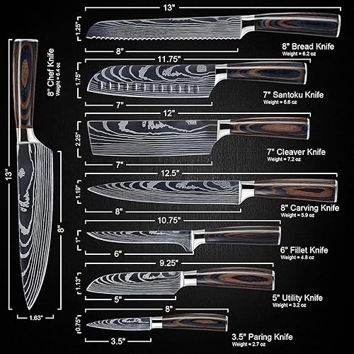 Miniatura 9 de SENKEN - Juego de cuchillos de cocina japoneses de 14 piezas - Colección Imperial