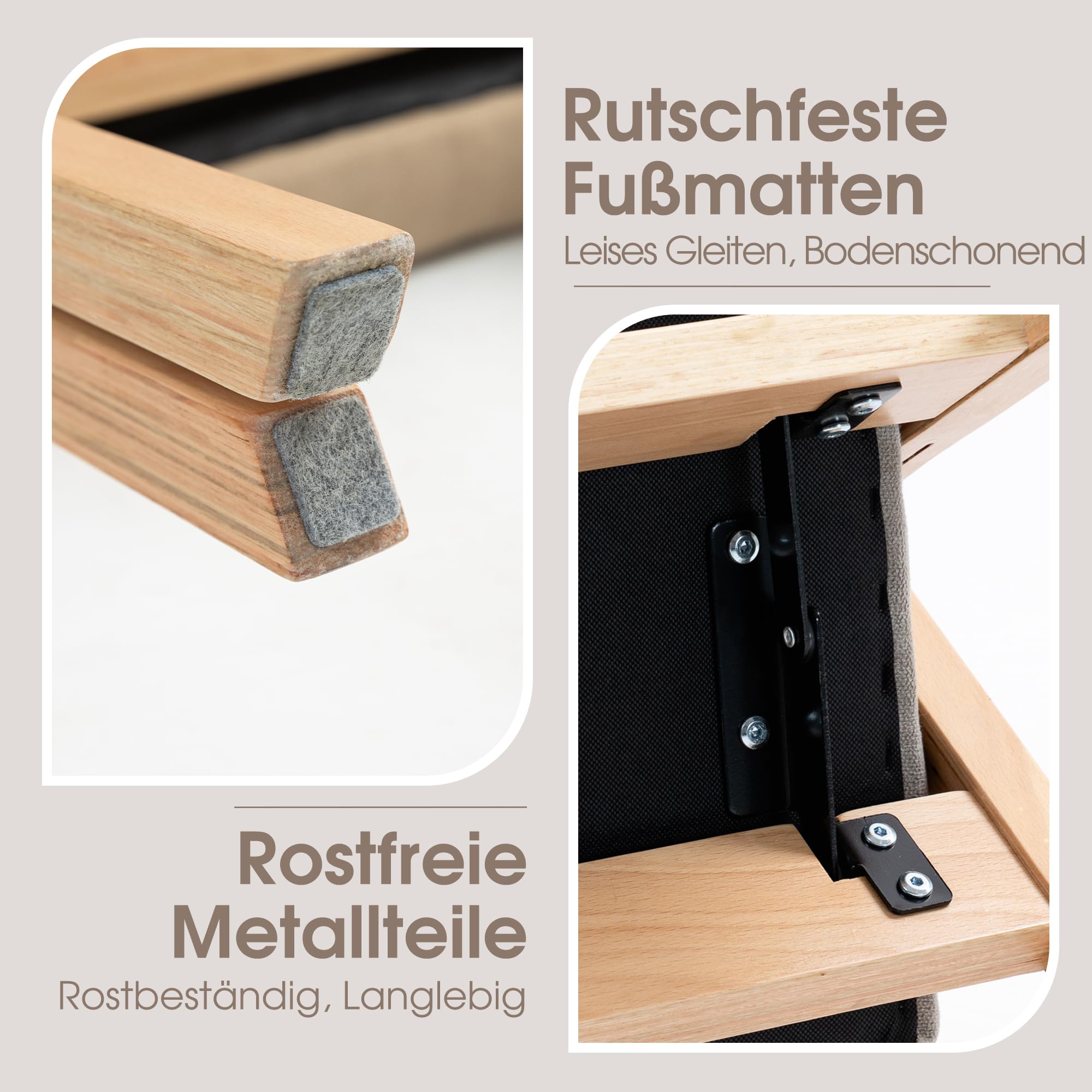 Klappstuhl mit Polster 2er Pack, Holzgepolsterter Klapp-Essstuhl für Gäste, Küche, Büro