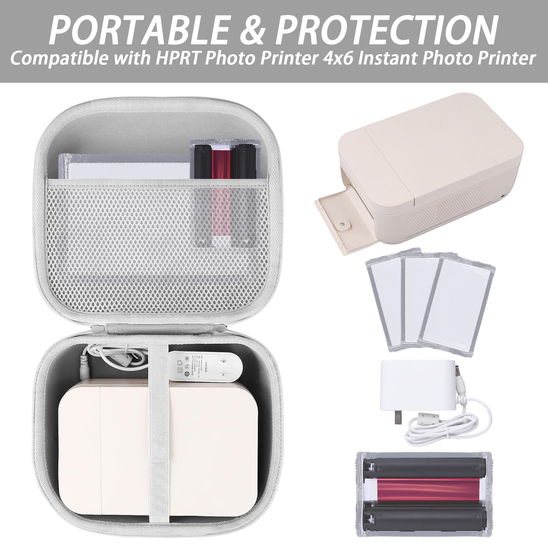 khanka Hard Case Replacement for HPRT Photo Printer 4x6 Instant Photo Printer,case only(White)