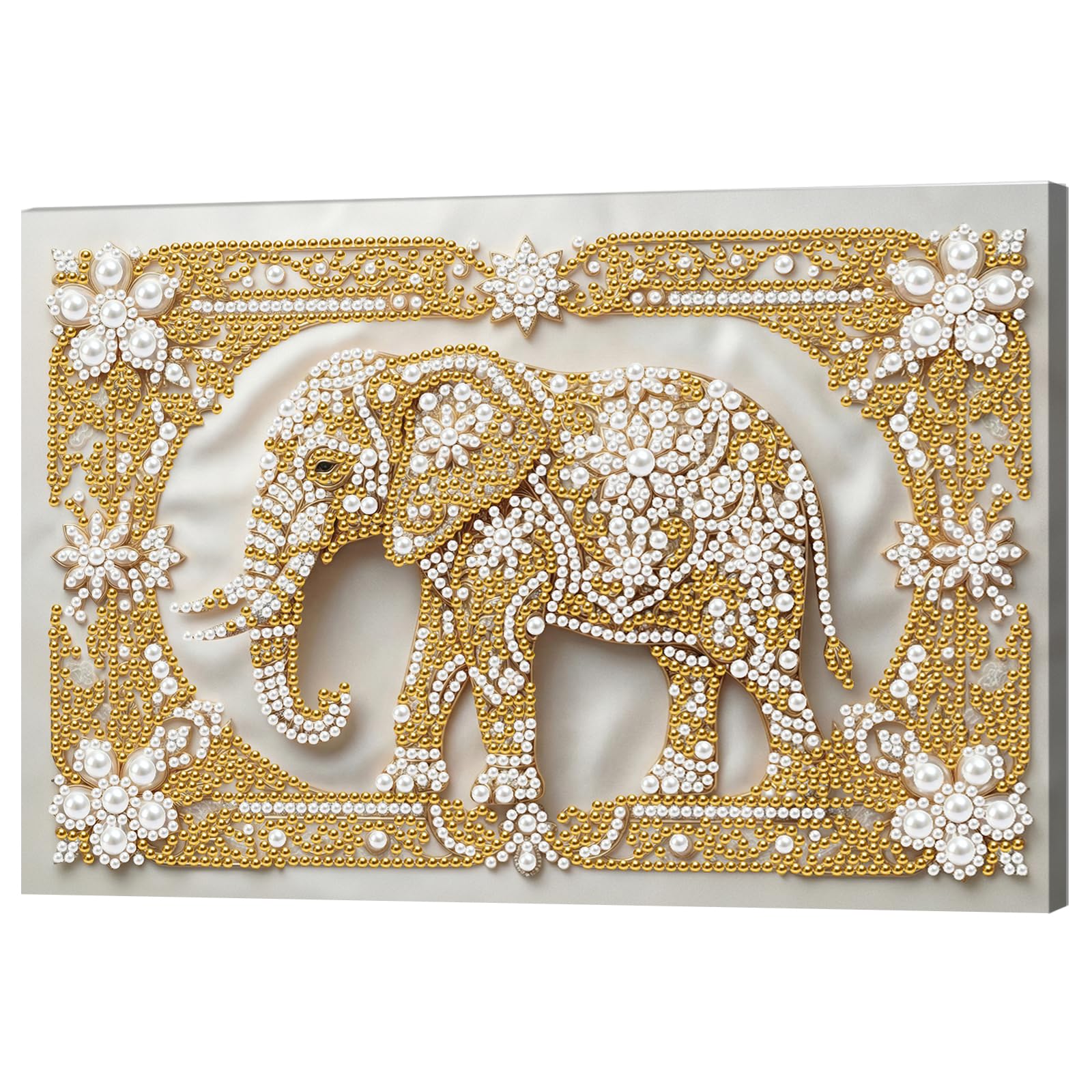 DIY Pearl Painting Kit with Wooden Frame, 3D Plastic Pearl Gemstone Ocean Art Craft for Adults Beginners, Diamond Dot Painting, Home Wall Decor Ready Gift for Women(Elephant)(20 * 30cm)