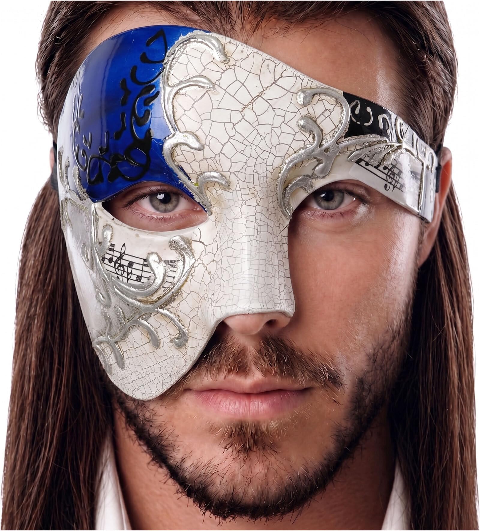 Luxury Mask Half Face Mask Masquerade Phantom Of The Opera One Size Silver/Blue