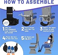 Vista 5 de BASIC CONCEPTS Hamaca de pie de avión para artículos esenciales de viaje en avión, artículos esenciales para viajes en avión, reposapiés de vuelo