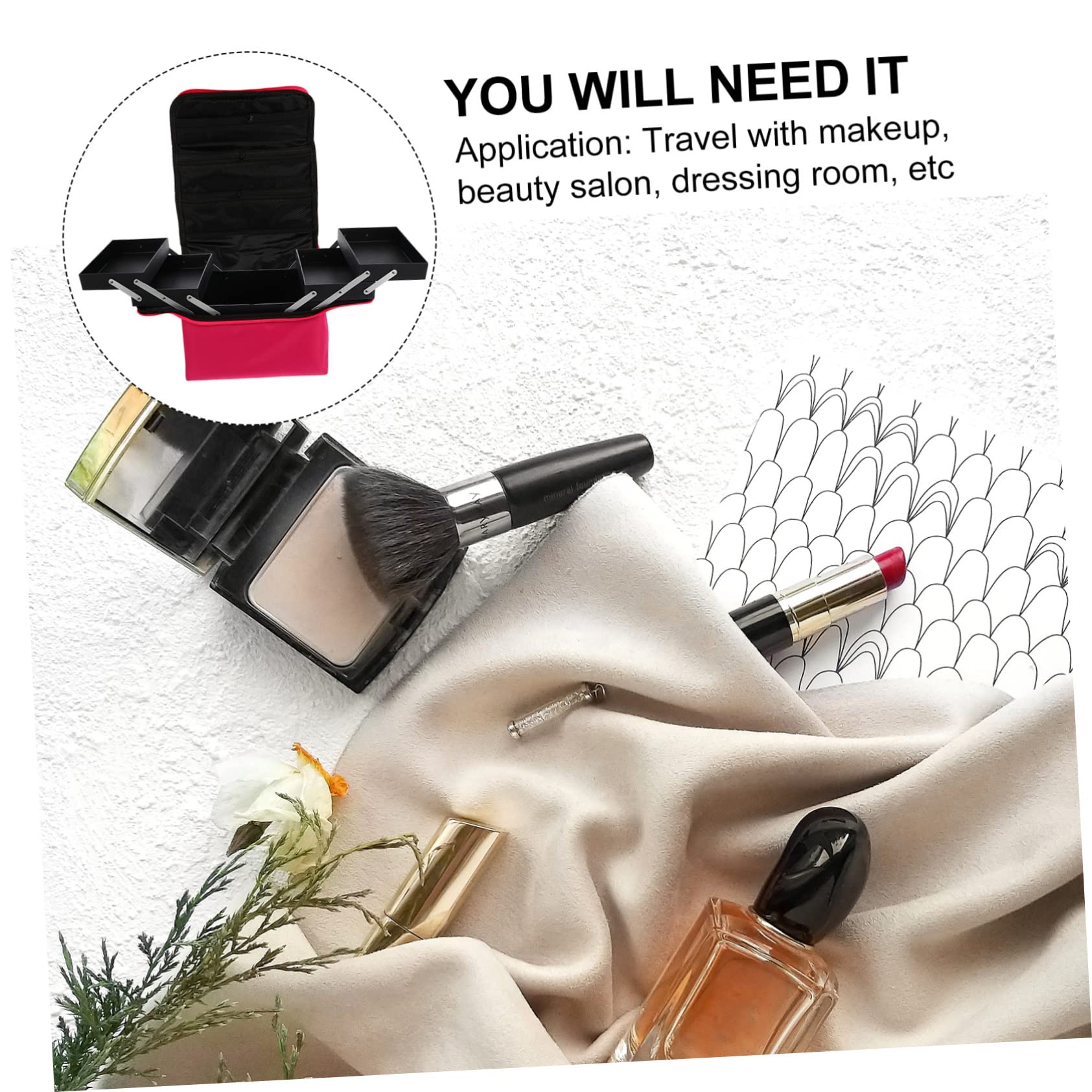 PACKOVE Maletín de Maquillaje Profesional y Ligero, Organizador Multilayer de Tela Oxford Asa Ancha y Cremallera de Doble Vía