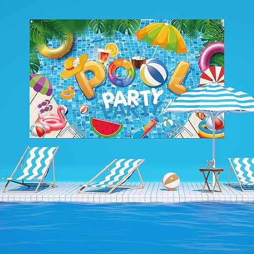 Miniatura 6 de Decoraciones de fiesta de verano en la playa, pancarta de fondo para fiesta de piscina de verano, suministros de decoración de fiesta de piscina, 72