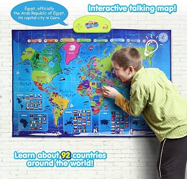 BEST LEARNING i-Poster My World Interactive Talking World Map for Kids Ages 5-12 to Learn Countries, Flags, and Fun Facts About Our Planet