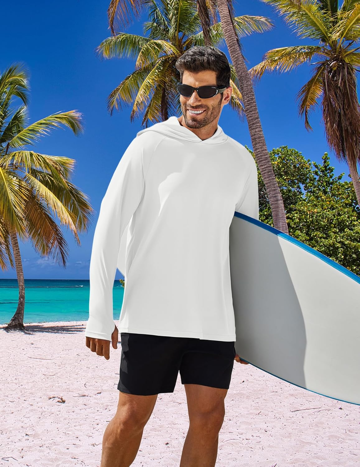 PINSPARK Men's UPF 50+ Long Sleeve Rash Guard - Sun Protection Hoodie UV SPF Fishing Shirt for Athletic Running Swim Hiking - Image 2