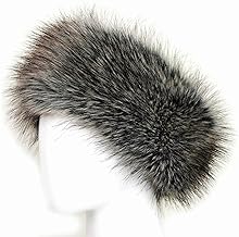 Faux Fur Headband with Elastic Fuzzy Hat Fluffy Earwarmer Ski Hat (Grey, 56-60CM)
