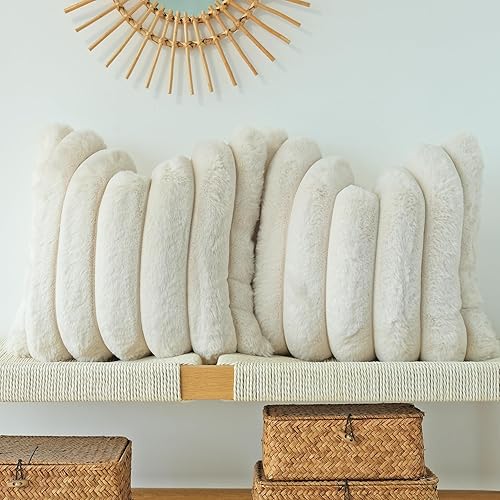 JOJUSIS Pack of 2 Faux Fur Plush Decorative Throw Pillow