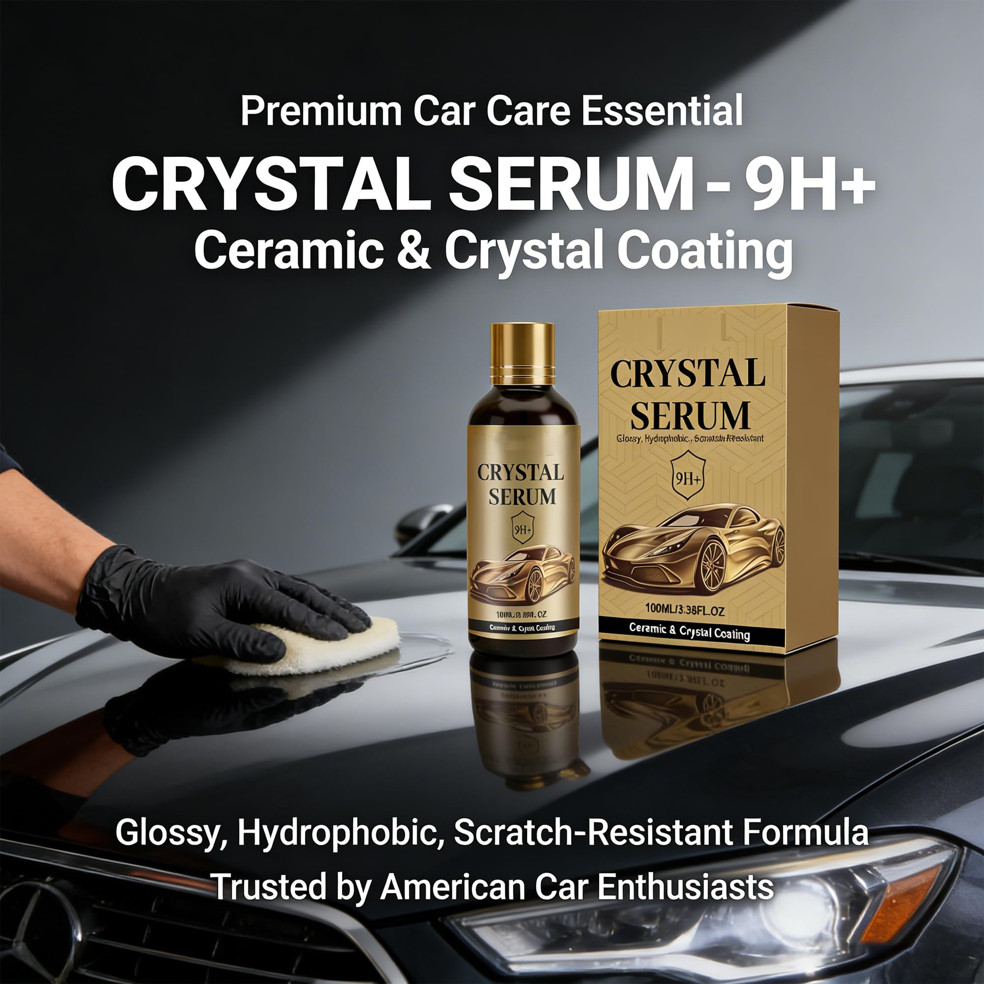 PTZ Crystal Serum for Cars – 9H Graphene Ceramic Coating for Car Paint Protection, High Gloss Hydrophobic DIY Coating (3PC)