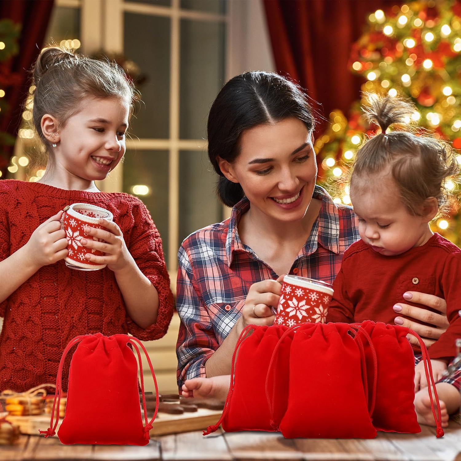 Sweetude 100 Pieces Valentine's Day Velvet Drawstring Bags Jewelry Pouches Bulk 2.76 x 3.54 Inches Wedding Mini Gift Bags for Party Favors(Red) - Image 7