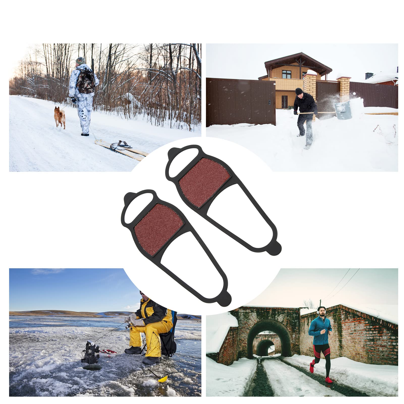 Coarse Sand Winter Ice Snow Shoes Traction Cleat Crampons, Anti Slip Rubber Shoe Covers for Boots, Casual Dress Shoes Helps Maintain Balance for Ice Fishing