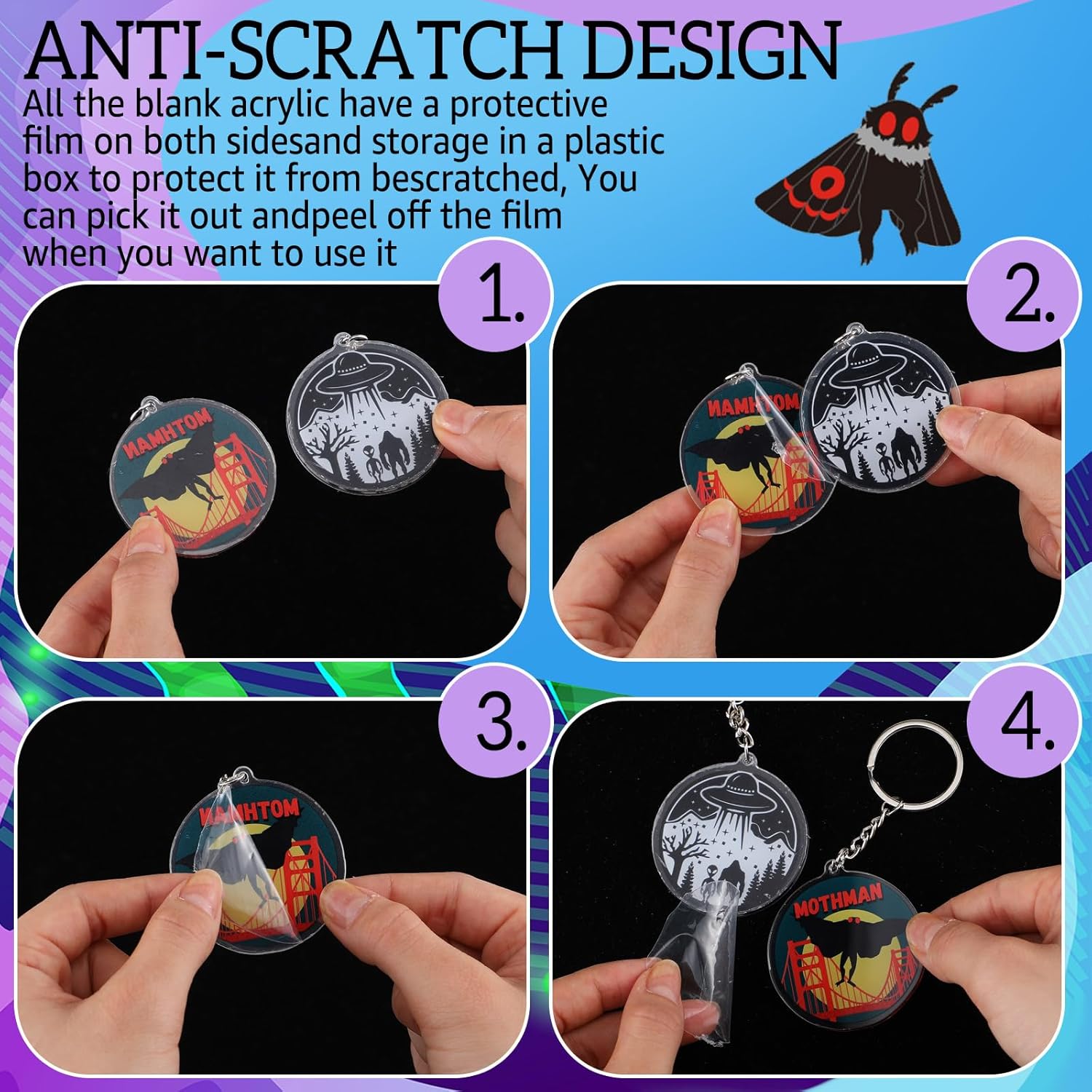 Nosiny 24pcs Cryptids Acrylic Keychain Funny Cryptids Decorations Monster Werewolf Bigfoot Mothman Supernatural Keychain for Cryptid Lover Them Party Women Men Cryptid Creature Gift - Image 4