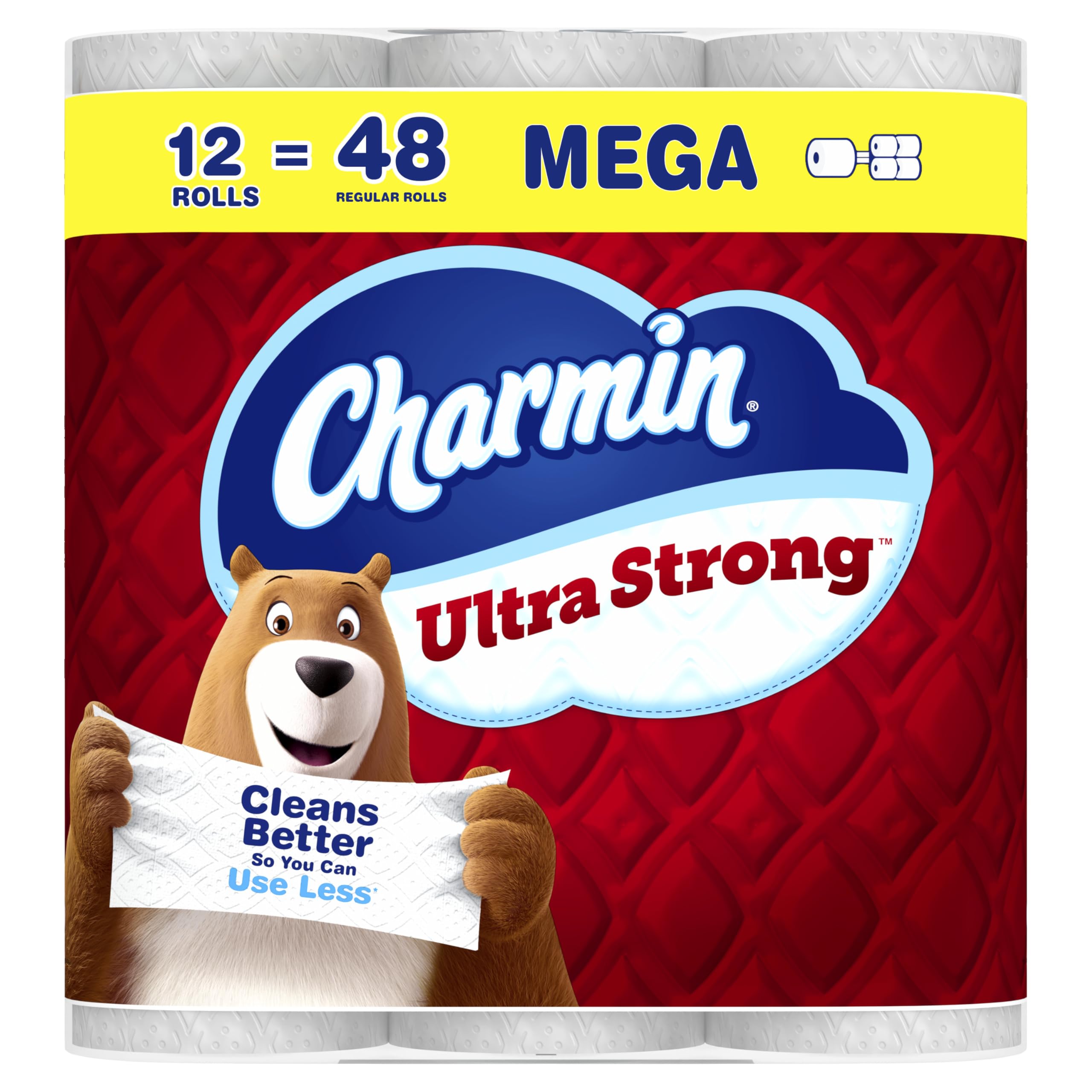 Charmin Toilet Paper Ultra Strong, 12 Mega Rolls = 48 Regular Rolls, 2-ply Bath Tissue