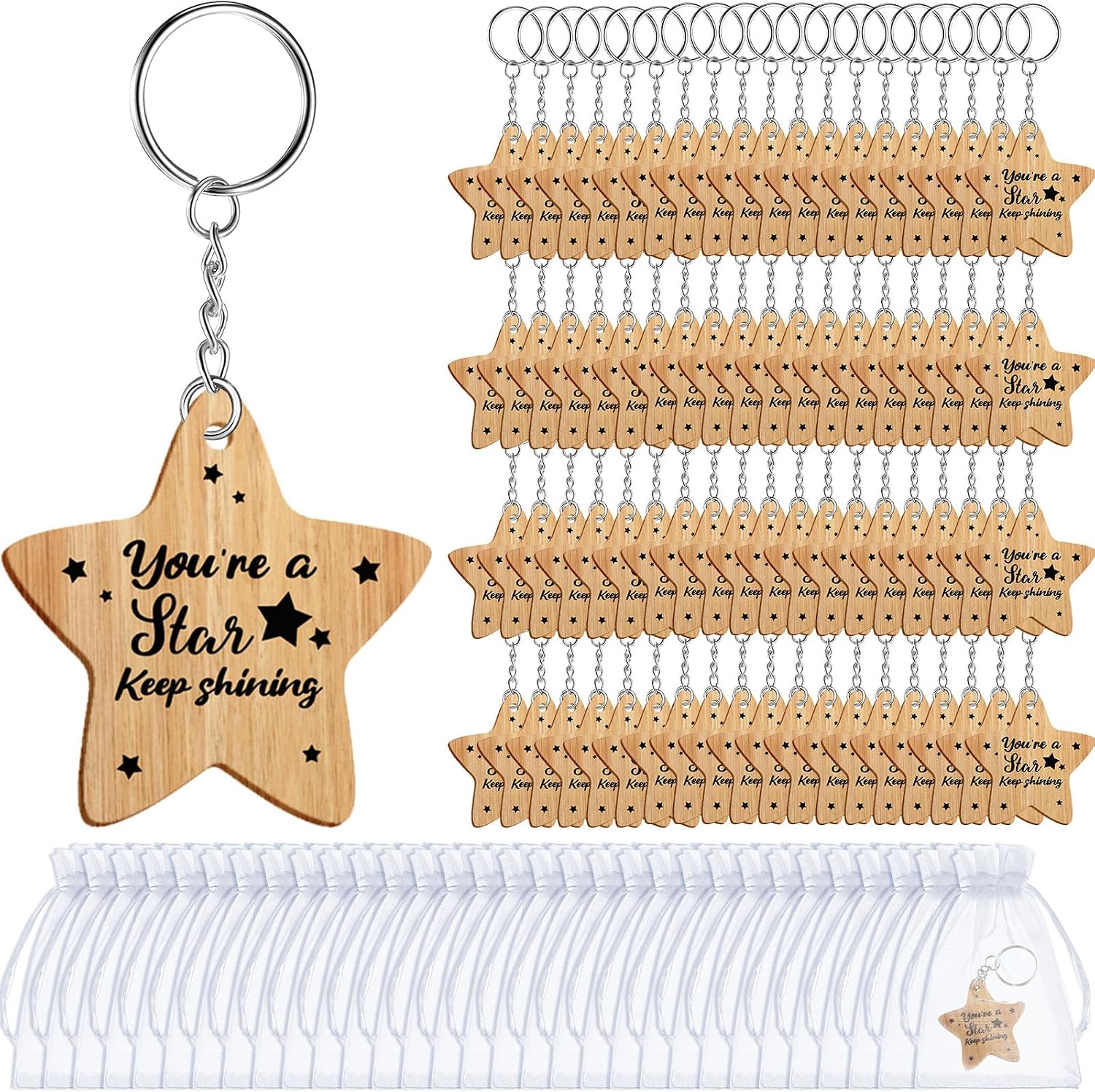 Sinmoe 80 Pieces Class of 2026 School Leaver Star Keyring Gifts Bulk ...