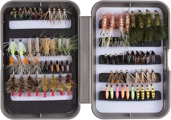 BASSDASH Ensemble de Mouches de pêche à la Mouche avec boîte