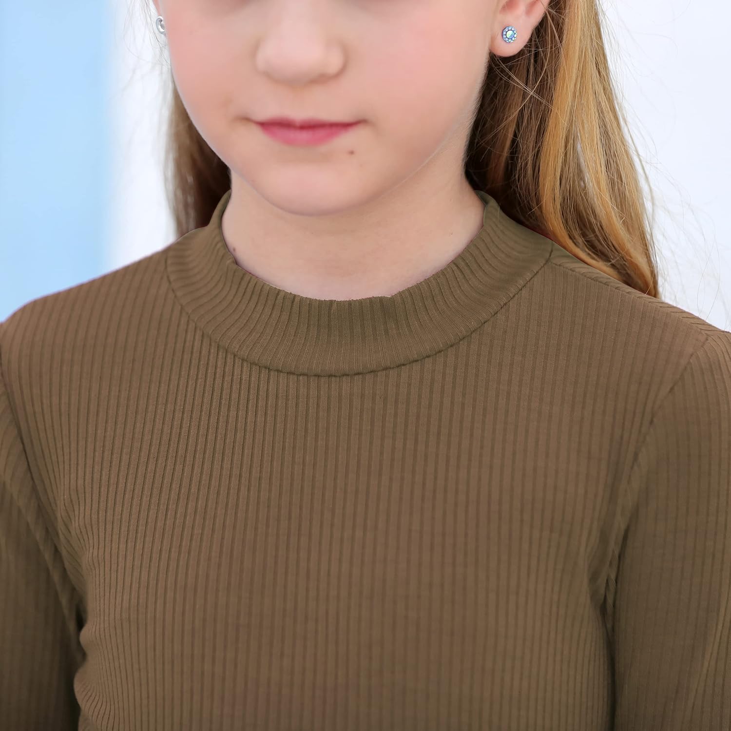 GORLYA Girl's Long Sleeve Soft Knit Mock Turtleneck Slim Fit Pullover Sweater Top for 4-14T Kids - Image 4