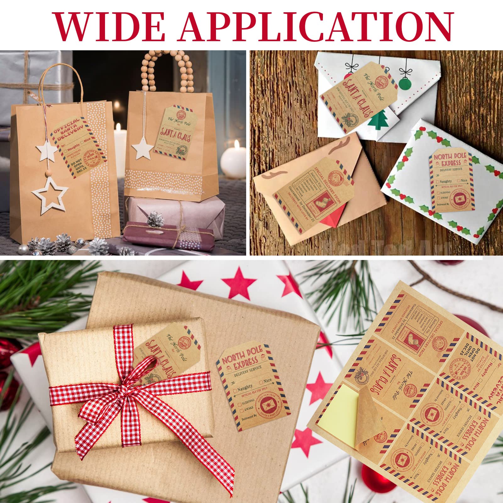 120-Pack Kraft Christmas Gift Tags & Stickers - Self-Adhesive Present Labels 2x3 Inches