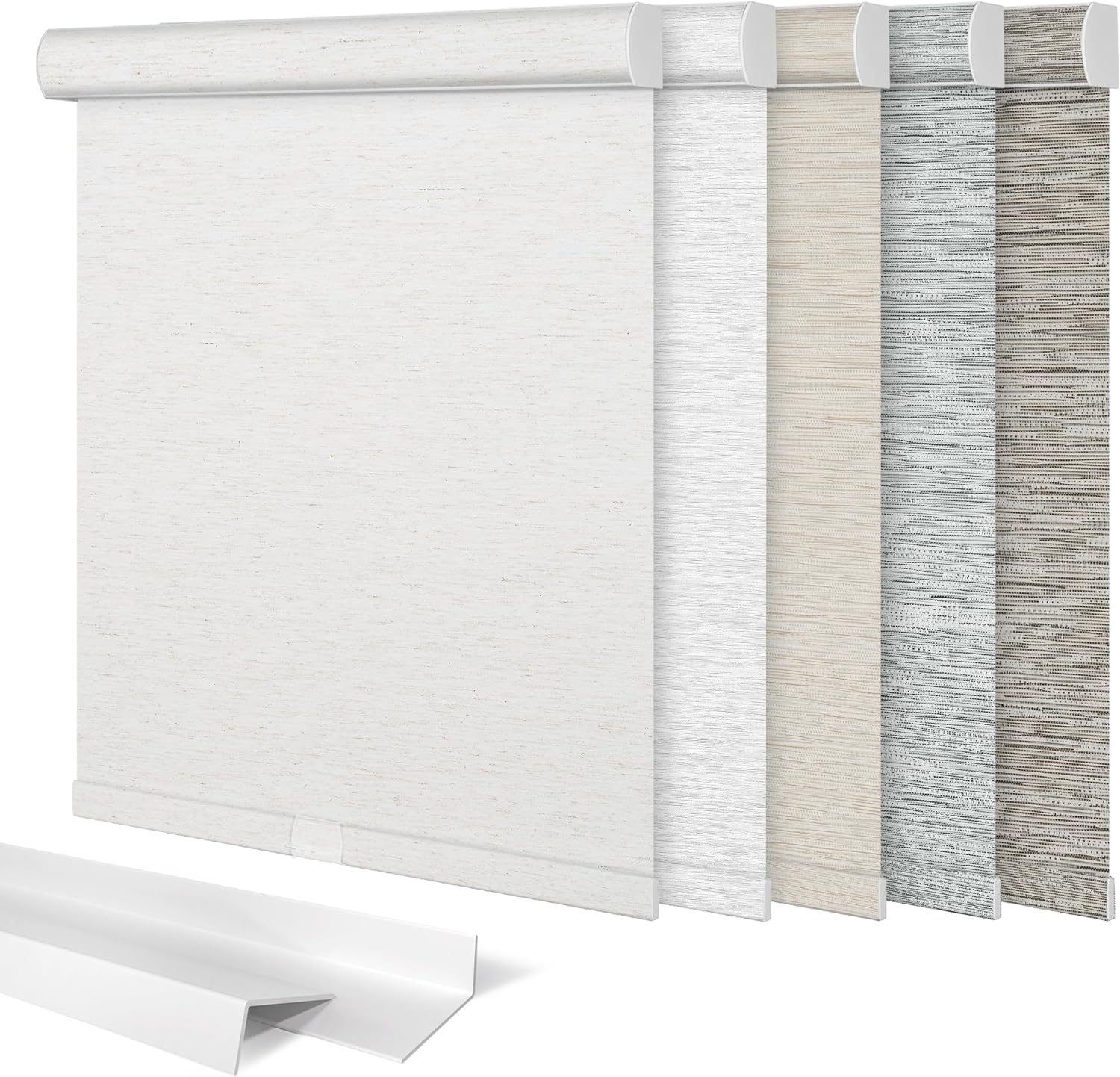 Blackout Roller Shades for Windows,Cordless Roller Blinds,Thermal Insulated Figured Fabric UV Protection Window Blinds Pull Down for Home,Door,Office,Bedroom.Custom Size,Linen White