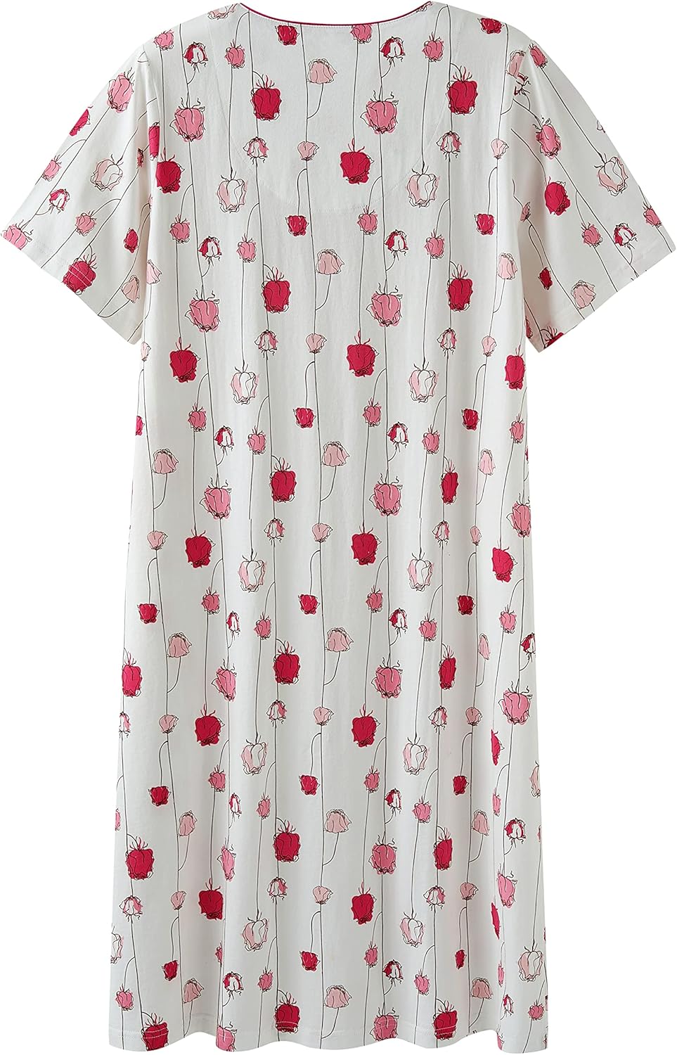 Keyocean Womens Nightgown for Summer - Soft Cotton Comfortable Short Sleeve Lightweight Floral Sleepwear & Loungewear (M-XXL) - Image 2