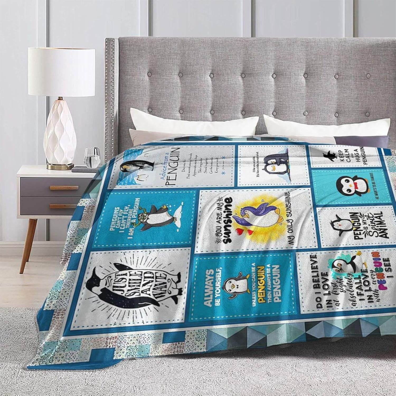 Cute Penguin Throw Blanket - Animal Decor Gifts for Girls Boys Kids - Lightweight Flannel Soft Cozy Sofa Bed Blanket for Adults Women Lover 40"X50" - Image 5